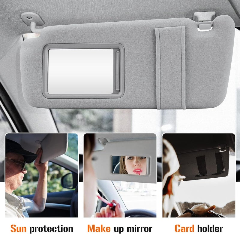 AEagle Left & Right Sun Visor with Light for 2009-2016 Toyota Venza with Sunroof, Driver & Passenger Sides Gray Sunvisor Replacement 74320-0T022-B1, 74310-0T022-B1 - Image 4